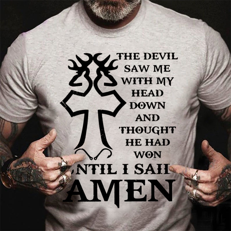 agr hunting faith fishing the devil saw me with my head down and thought shirt